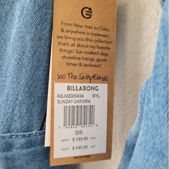 Billabong Light Blue Denim Jumpsuit - Picture 9 of 9